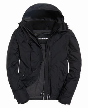 Superdry Pop Cipzár Hooded Arctic SD-Windcheater Férfi Kabát Fekete/Sötét Szürke | RELPO4278